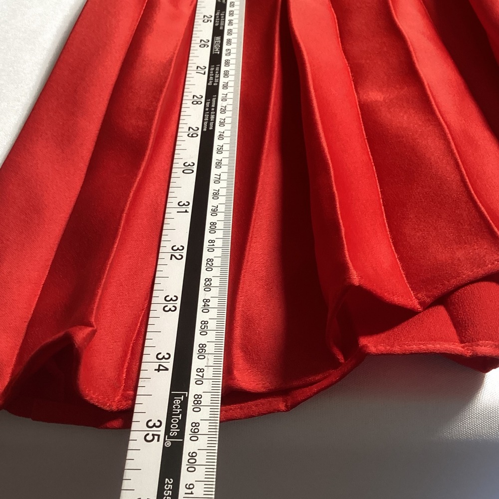 DKNY Red Pleated Asymmetrical Midi Skirt Women's Size 6 Cocktail Party Holiday - Picture 8 of 8